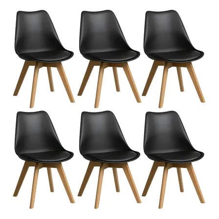 Pack 6 Sillas Tulip / Eames Acolchadas Estructura De La Silla Negro