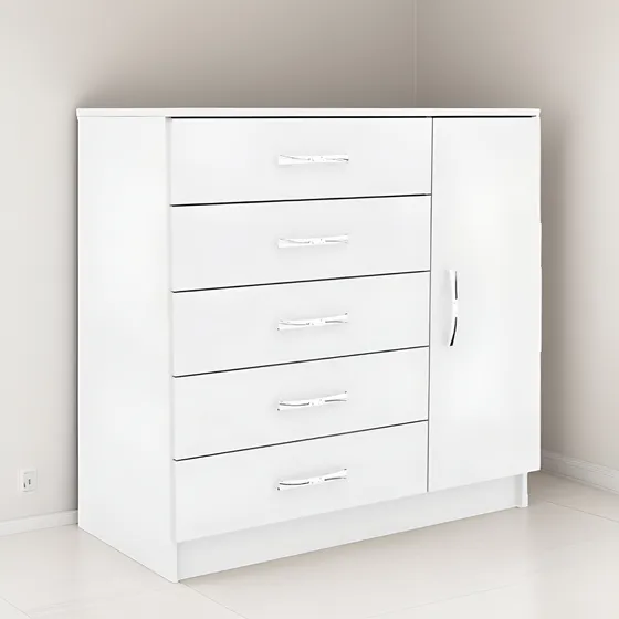 Cómoda Cajonera 5 Cajones 1 Puerta Guardarropa Dormitorios
