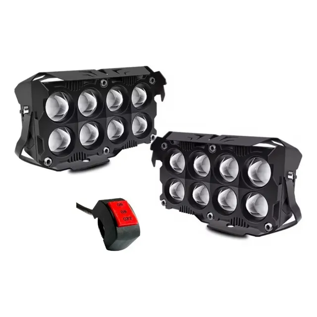 Faros Led 8x8 Dual 8lupas Alta Baja Auto Moto