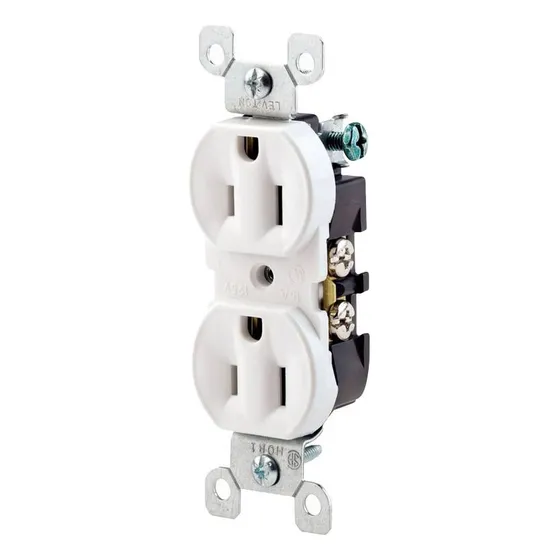 Toma Doble Polo A Tierra Blanca Sin Tapa 15 Amp 125 V