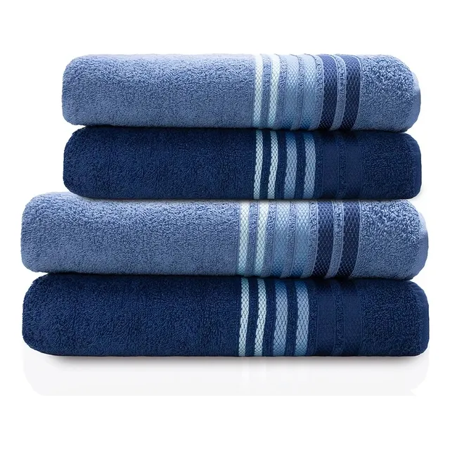 Jogo De Banho E Rosto 4 Pçs 400g/m2 Dynamo Select Camesa Marinho Com Azul Liso