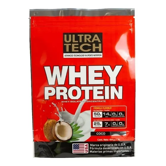 Whey Protein Ultra Tech X 454 G Proteína De Suero En Alta Concentración Suplemento Para Masa Muscular