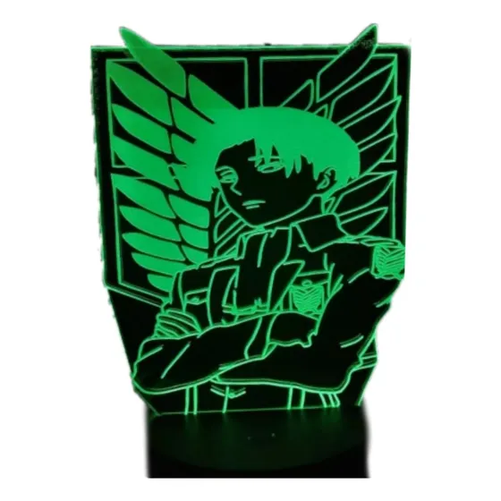 Lámpara Ilusión 3d Levi Ackerman 7 Colores 