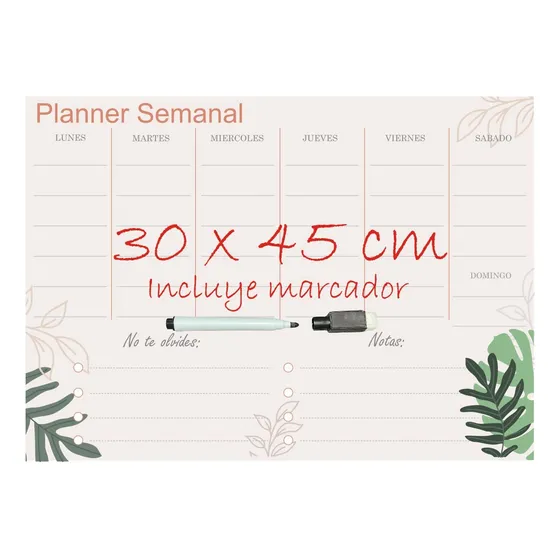 Pizarra Planner Organizador Imantado Semanal Heladera A3