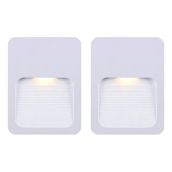 2 Balizador Parede Escada Ip65 Led 2w Branco Quente 3000k 127/220V