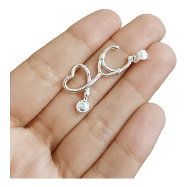 Dije Estetoscopio Corazón Plata 925 Medico Medicina Regalo