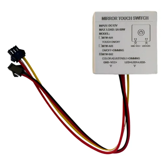 Interruptor Touch Espelho 12v 5a 60w Duas Vias Com Dimmer