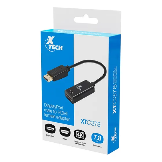 Adaptador De Video Xtech Displayport Macho A Hdmi Hembra