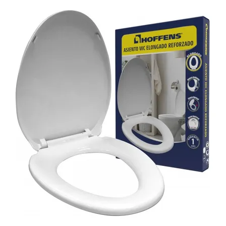 Asiento Y Tapa Wc Elongado Reforzado - Cierre Normal Hoffens Color Blanco