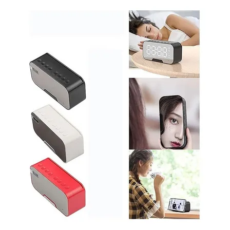 Reloj Despertador Digital Con Altavoz Bluetooth Y Radio Fm Color Negro