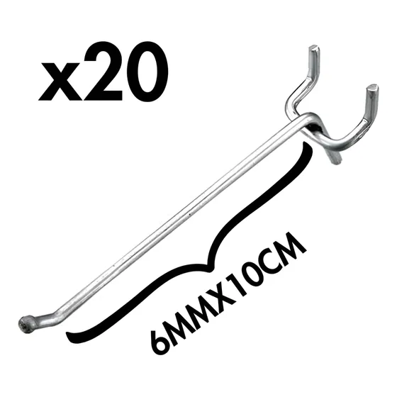 Gancho Para Lamina Perforada 6mm X 10cm Pack 20