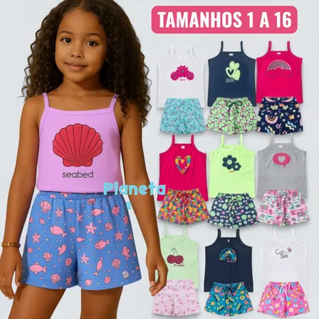 Kit 4 Peças Bordadas Premium Infantil Menina De Alça 1 A 16