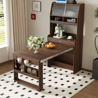 Aparador Buffet Con Mesa Plegable Contemporánea Nogal 136 Kg Nogal