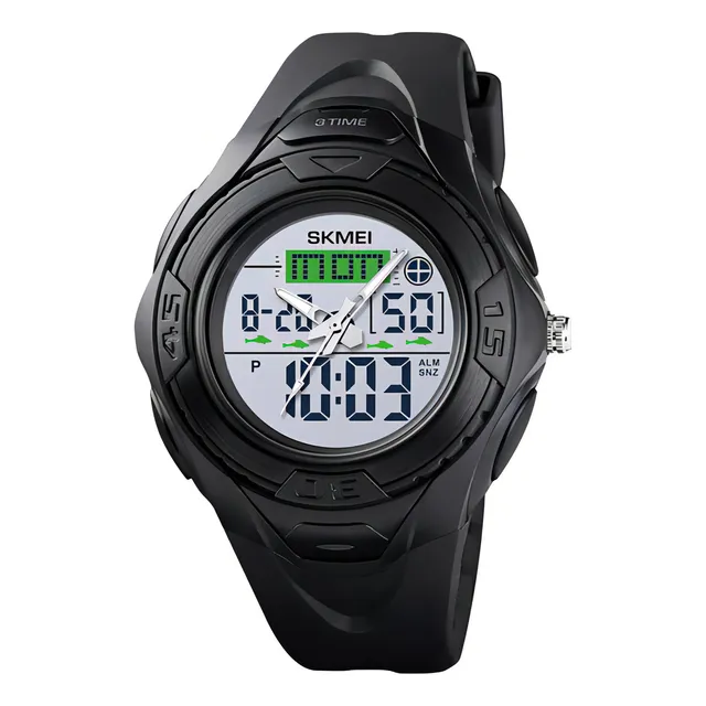 Reloj Hombre Skmei 1539 Sumergible Digital Alarma Cronometro Color De La Malla Negro Color Del Fondo Blanco