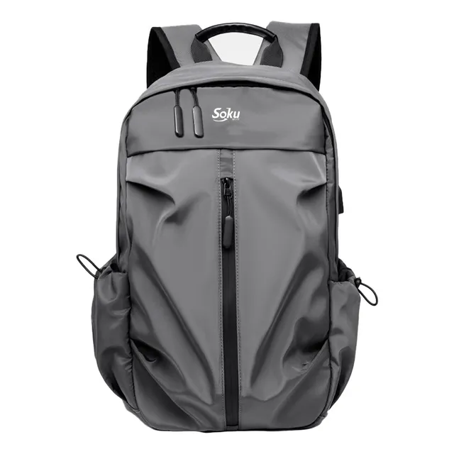 Soku Mochila Laptop 14 Cierres Amplia Ligera Viaje Deportiva Color Gris Diseño de la tela Liso