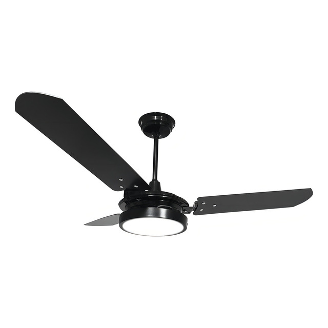 Ventilador De Teto Ventex Valen Led Com 3 Pás De Mdf Preto Estrutura Preto 1.1m De Diâmetr...