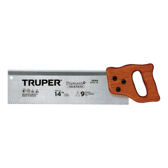 Serrucho De Costilla Diamante 14'' Mango Madera Truper 18166