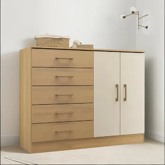 Comoda Cajonera Cuarto Living Con Puertas Y Cajones En Mdp