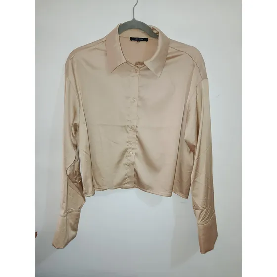 Blusa Satinada Gold Dorada Manga Larga