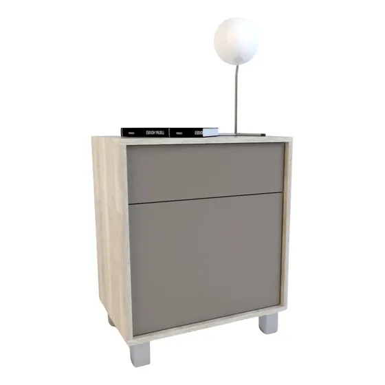 Tables Mesa De Luz 1caj 6426 Acabado Mate Color Nevado/gris