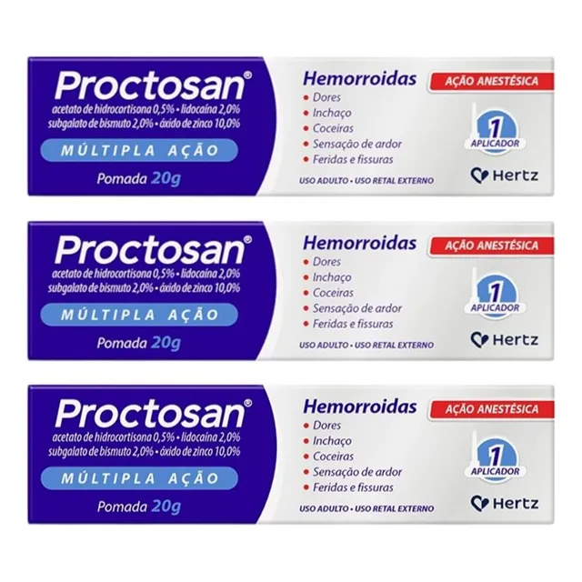 3 Pomadas Proctosan Múltipla Ação De 20g Cada