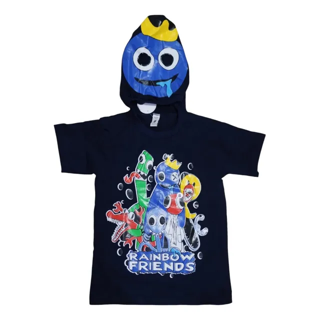 Remera Manga Corta Con Capucha Tipo Mascara De Algodon Niños