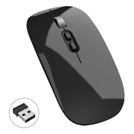 Mouse Sem Fio 2.4g Recarregável Usb Dpi Ajustável 800-1600 Preto