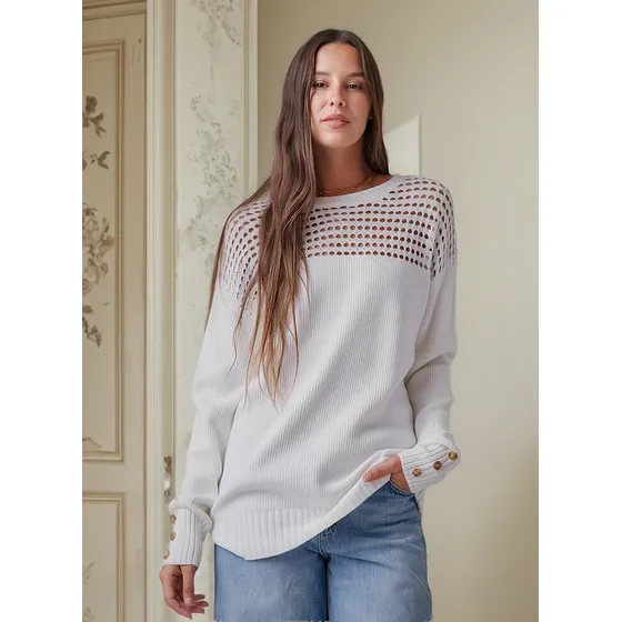 Sweater Premium Con Detalle Calado Botones Gul631 Arizona