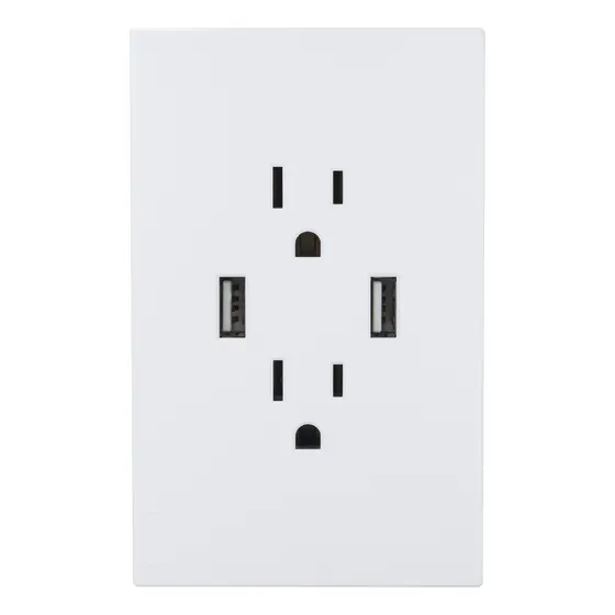 Placa Lucek Flat 2 Contactos  2 Usb Blanca