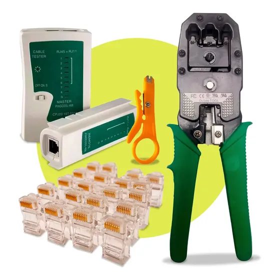 Kit Crimping RWS RJ45 RJ11 RJ12 Pelacables + Probador LED + 20 Conectores | Cuotas sin interés