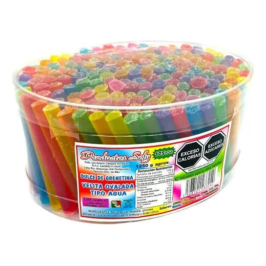 Velitas Grenetina Ovalada Agua 175 Pz Dulces Mexicanos