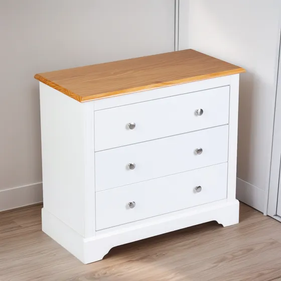 Comoda 3 Cajones Aparador  Dormitorio Tapa Madera Maciza