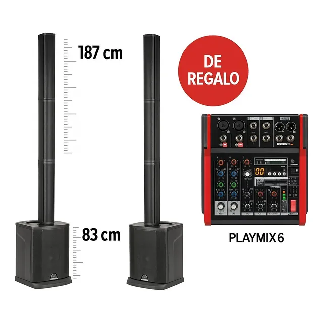 Pack 2 Altavoz Proel Session I Bluetooth + Playmix6 Negro