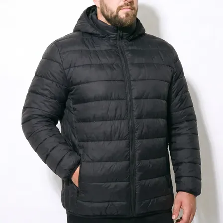 Jaqueta Bobojaco Masculino Plus Size Lisa Com Capuz Casual Preto G