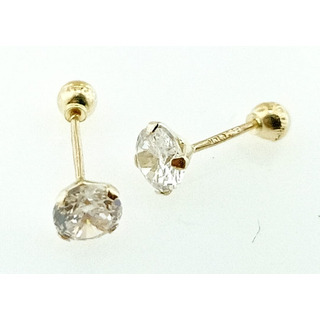 Broquel Oro Sólido 10k Coreano Redondo Zirconia 6mm Regalo Broquel Oro Sólido 10k Coreano Redondo Zirconia 6mm Regalo