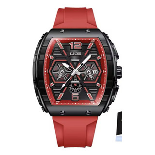 Reloj Lige De Pulsera Casual Hombre Rojo Caja Cuadrada Reloj Lige De Pulsera Casual Hombre Rojo Caja Cuadrada