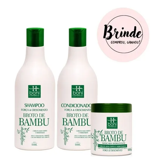 Kit Manutenção Home Care Hboni Com 3 Peças Broto De Bambu