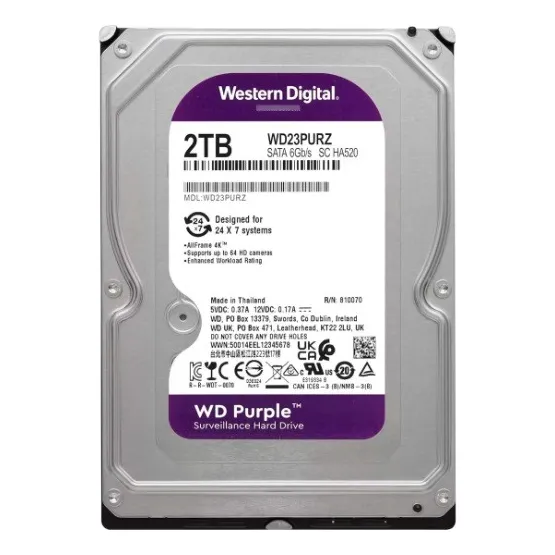 Wd Disco Duro Interno Purpura Surveillance 2tb Wd23purz
