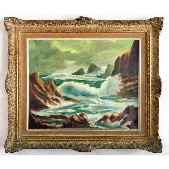 Pintura Al Óleo (marina) De H. Benavides