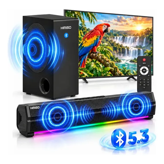 Soundbar Kimiso 2.1 Bluetooth Com Subwoofer e LED Para TV e PC