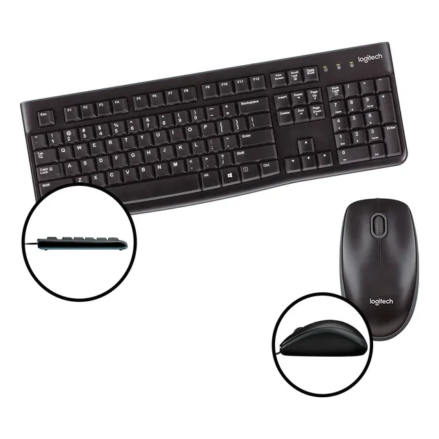 Kit Teclado Y Mouse Logitech Mk120 Negro, Español