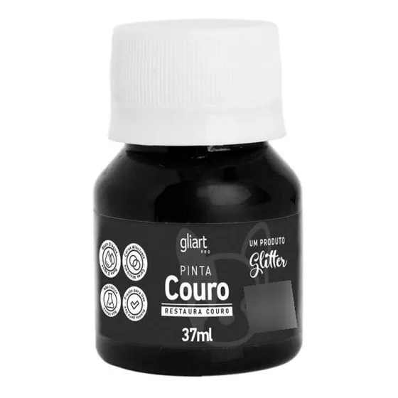 Tinta Acrílica Pinta Couro 37ml Gliart Cor Preto