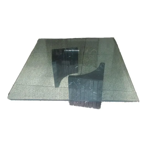 Mesa De Centro De Vidrio Y Bases De Marmol 