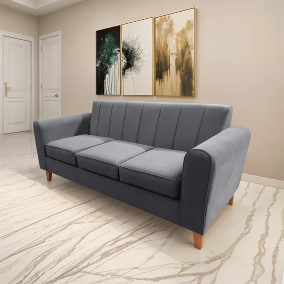 Sillon Sofa 3 Cuerpos Vintage Escandinavo Pana Antimanchas