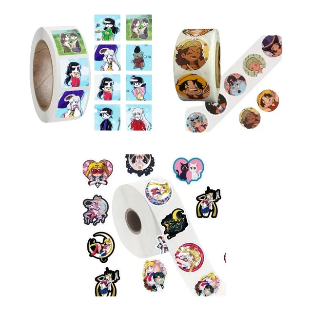 Stickers Anime Manga Variados Rollo De 500 Unidades Pegatina