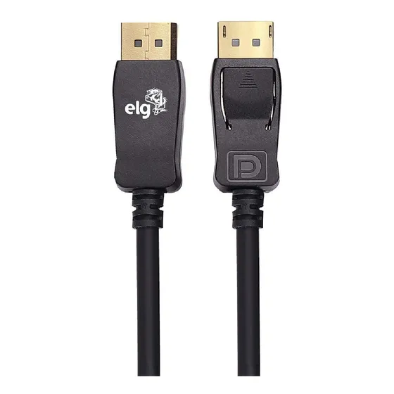 Cabo DisplayPort ELG DP1420 Premium Para Alta Performance, Suporta 8K, UHDTV, Versão 1.4V, 240Hz, Ultra High Speed 32,4Gbps, 2 Metros, Preto