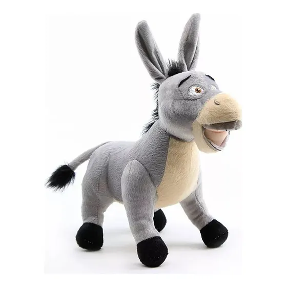Juguete de peluche Shrek Soft Cartoo de 30 cm con forma de burro de anime, color gris