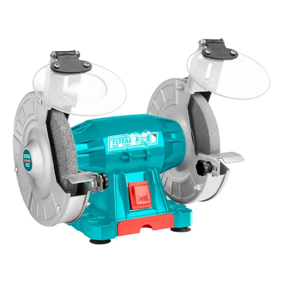 Amoladora de Banco Total 150W Piedras de 6 Pulgadas 150mm 2950rpm Incluye 1 Set de Protectores Transparentes TBG15015 Turquesa