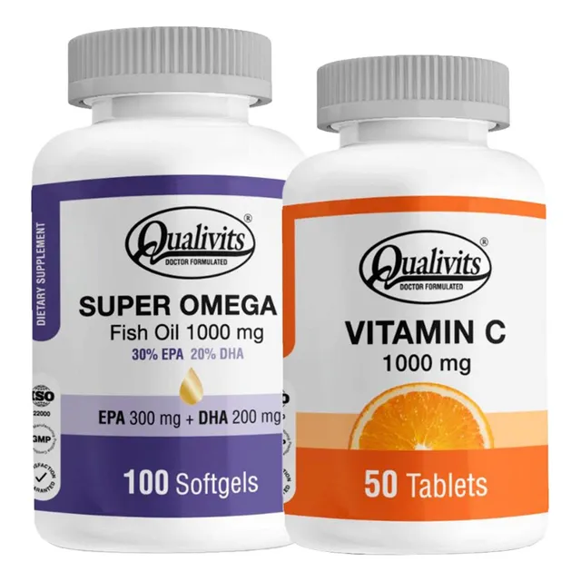 Vitamina C 1000 Mg X50 Super Omega 3 1000 Mg X100 Qualivits Sabor Natural
