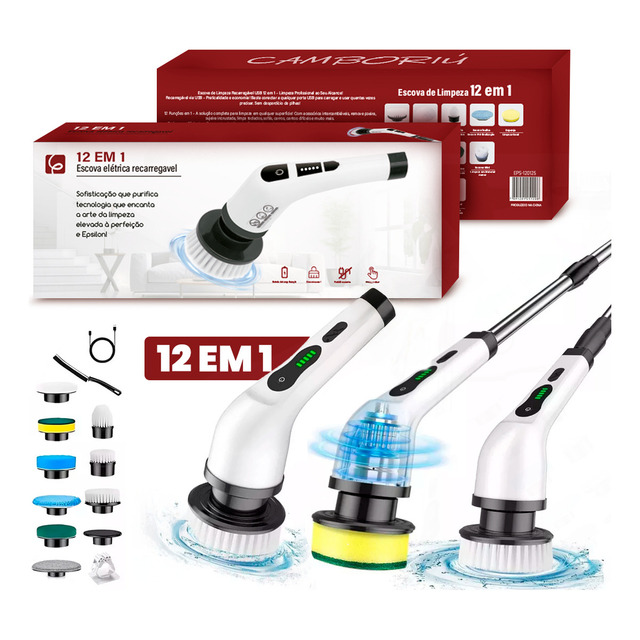 Eps-4112 Escova De Limpeza Elétrica 12 Em 1 Multifuncional Giratória Recarregável Eps-4112 Escova De Limpeza Elétrica 12 Em 1 Multifuncional Giratória Recarregável